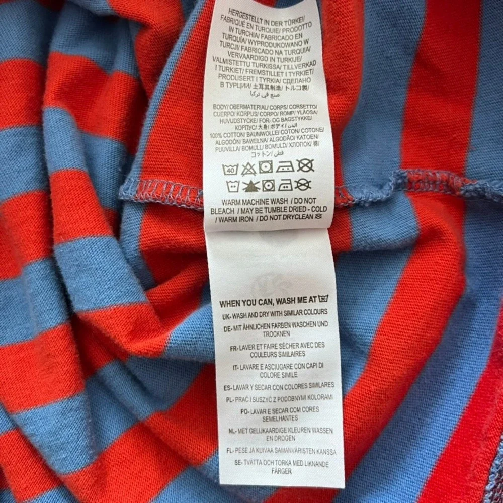 Boden Cotton Striped Crew Neck Long Sleeve Tee Blue Red Stripes size 8-9Y 134cm‎